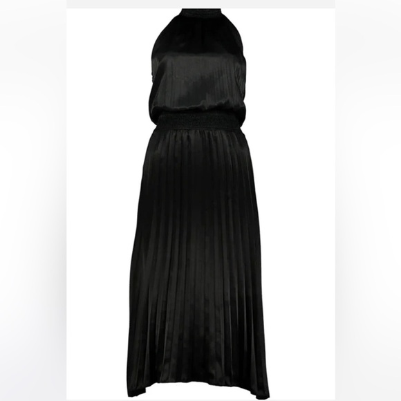 Black pleated halter style dress NWT size Medium - Picture 2 of 9